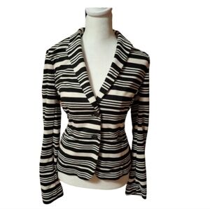 LOFT Women's Black and White Striped Blazer
